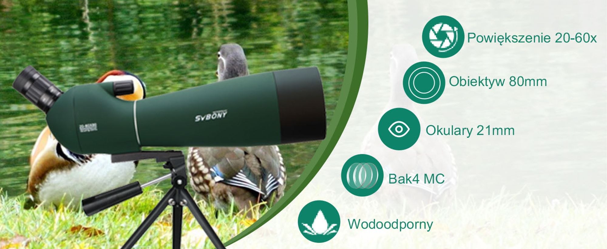 Svbony SV28 Spektiv Monokular, 20-60x80mm, BAK4 Teleskop Mit Stativ Universal Smartphone-Adapter für Liebhaber der Naturfotografie im Freien