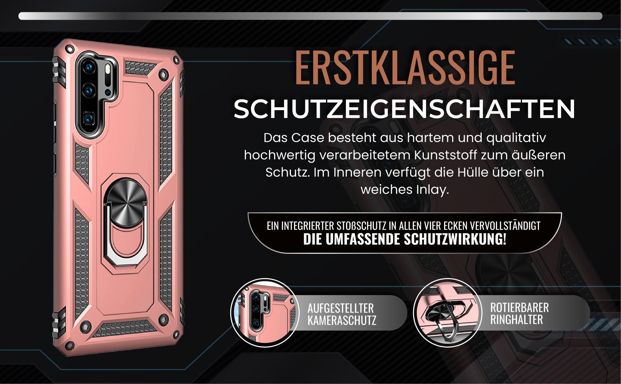 Handycase in Rosegold für Huawei P30 Pro mit Kameraschutz