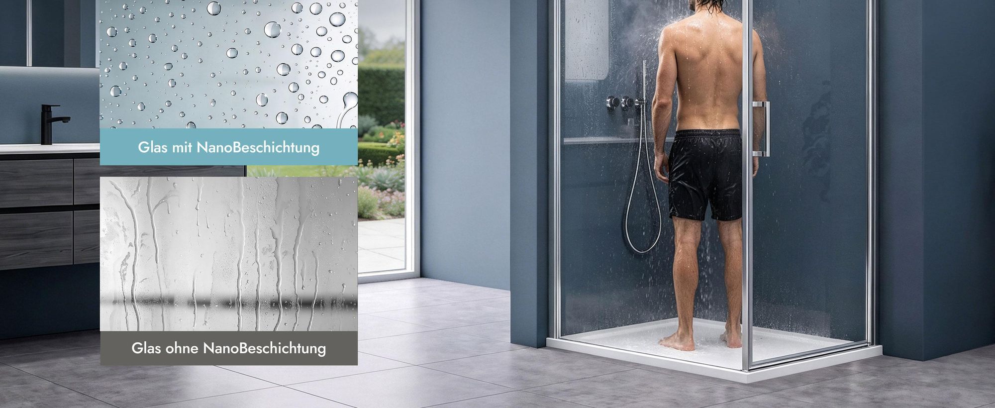 doporro Eck-Duschkabine 75x100x195cm Eckdusche mit Hebe- und Senkmechanismus ESG-Sicherheitsglas Klarglas inkl. Easy-Clean-Beschichtung Ravenna36K-Plus