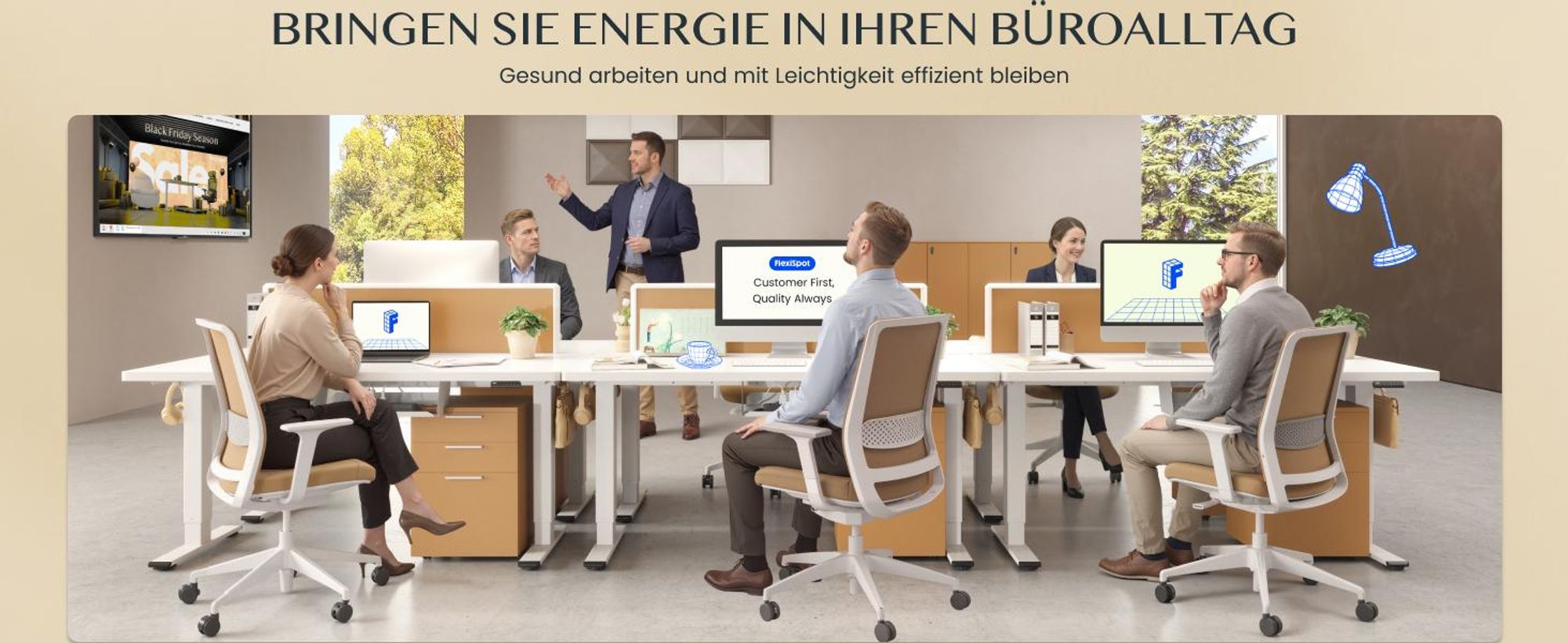 FLEXISPOT Höhenverstellbarer Schreibtisch 160x80cm, Bambus-Tischplatte, 2 starke Motoren, 120 kg Tragkraft, 4 Speicherplätze, Premium-Zubehör-Set Weiß