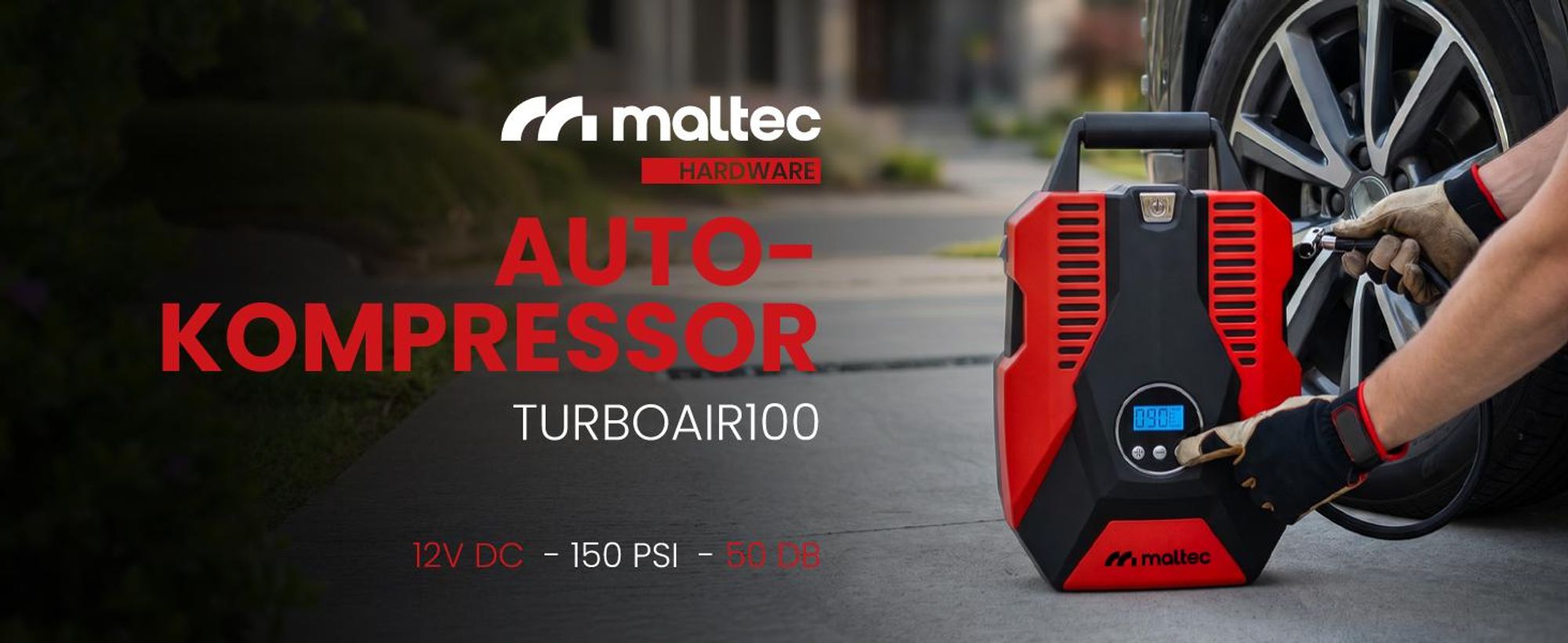 Starke Auto Kompressor 12V Reifenfüller mit 150 PSI Digitalanzeige 3 Düsen für Auto, Fahrrad