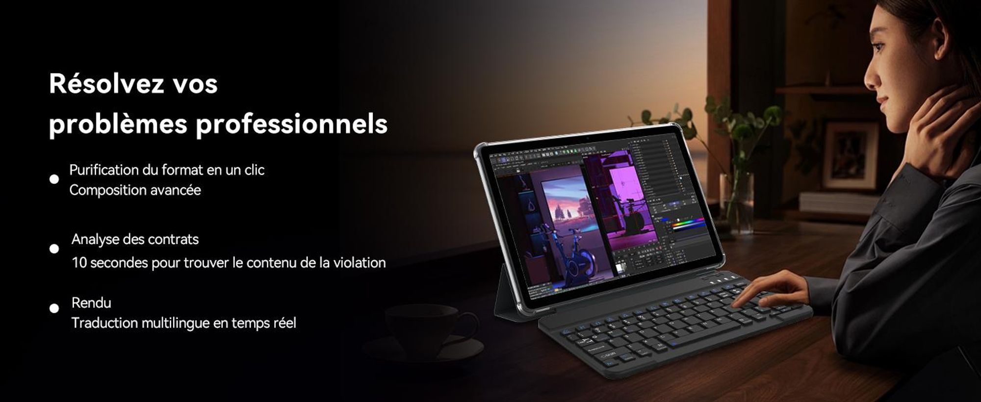 Tablette Android 16 T60Pro de 13,4", 24GB(8+16)+256GB/2TB TF, batterie de 10000 mAh, écran 2K InCell/120Hz/5G WiFi, livrée avec une coque, une souris, un clavier, et un casque filaire