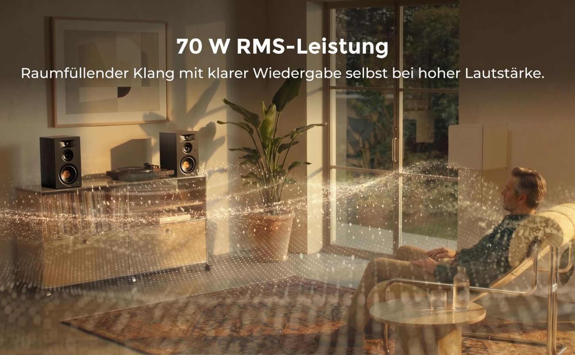 ULTIMEA BS-3 Aktivlautsprecher 3-Wege Regallautsprecher mit 5,25" Tieftöner, Bluetooth 6.0, HDMI ARC/Optisch/USB, Auracast, App-Steuerung, 70W RMS