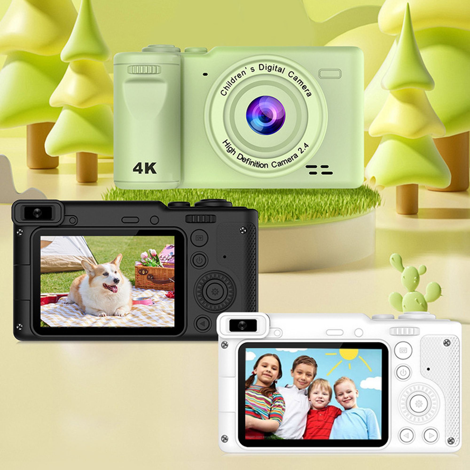 ZELURXX Mini Digitalkamera mit Ständer, Dual-Kamera, 1080P Video, 4.0X Zoom Beauty-Filter, Spielzeug für Kinder, Studenten, Grün