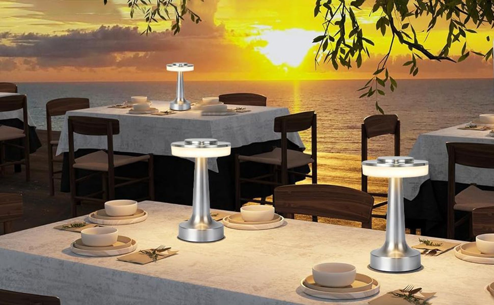 2er Schreibtischlampe, kabellose dimmbare Schreibtischlampe, LED-Tischlampe aus Metall, Touch-Control-Augenschutz-Leselampe, USB-Aufladung, warmweiß
