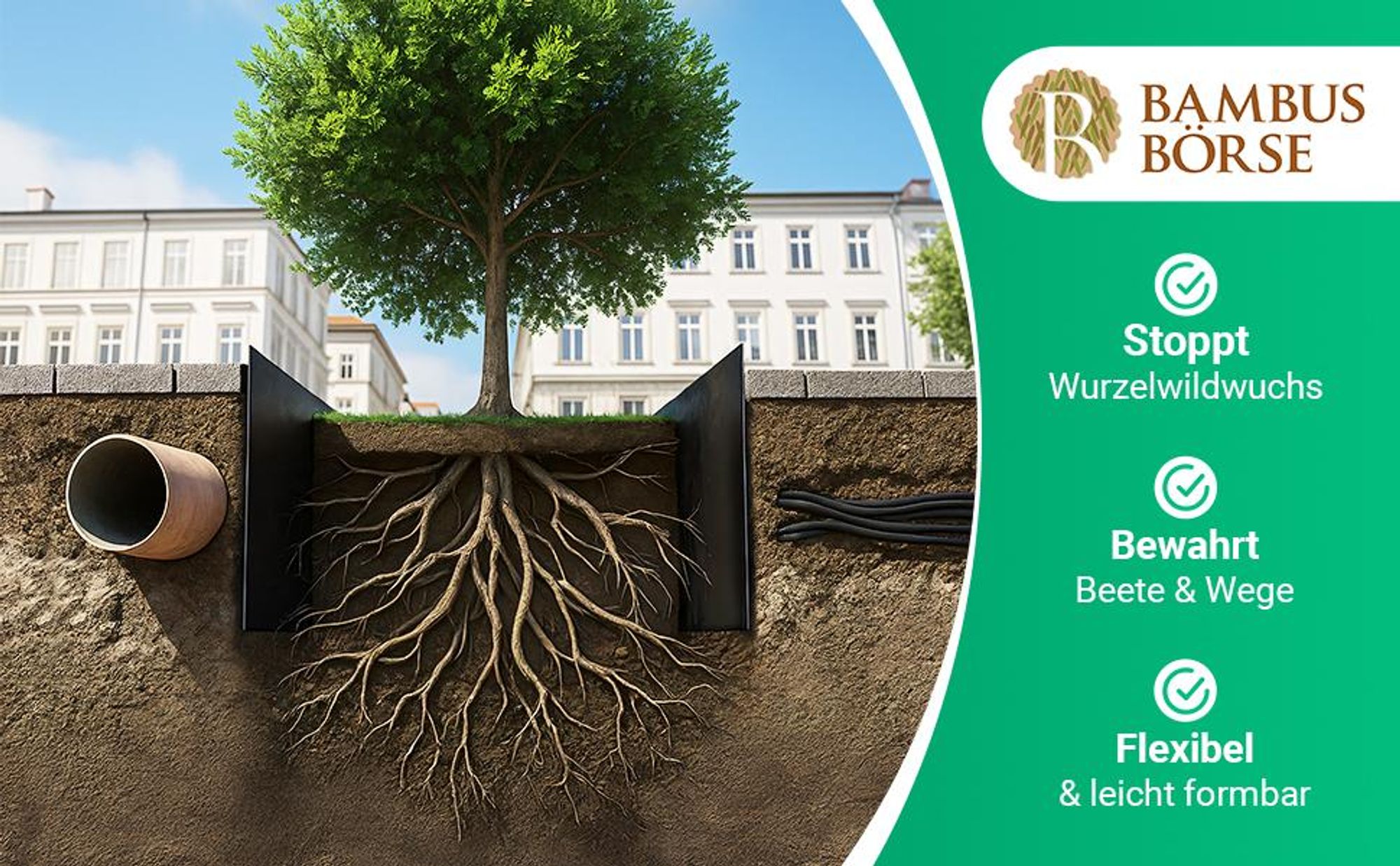 Rhizomsperre Wurzelsperre 10 m x 100 cm Stärke 2 mm & Verschlussschiene*
