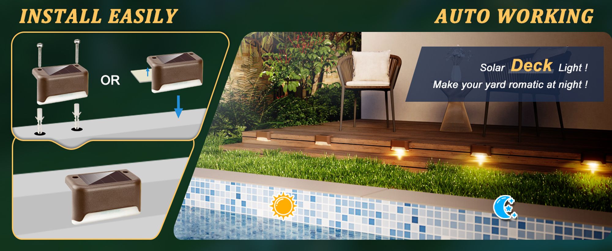 Solar-Terrassenleuchten für den Außenbereich, 16er-Pack, wasserdichte LED-Solarleuchten für Außentreppen, Zäune, Höfe, Terrassen und Wege (Warmweiß)