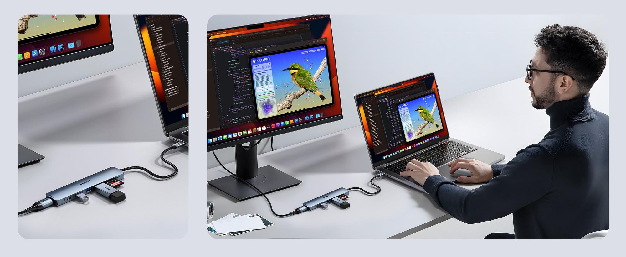 BENFEI Hubs USB C Hub 7in1 mit HDMI 4K 60Hz und 100W PD