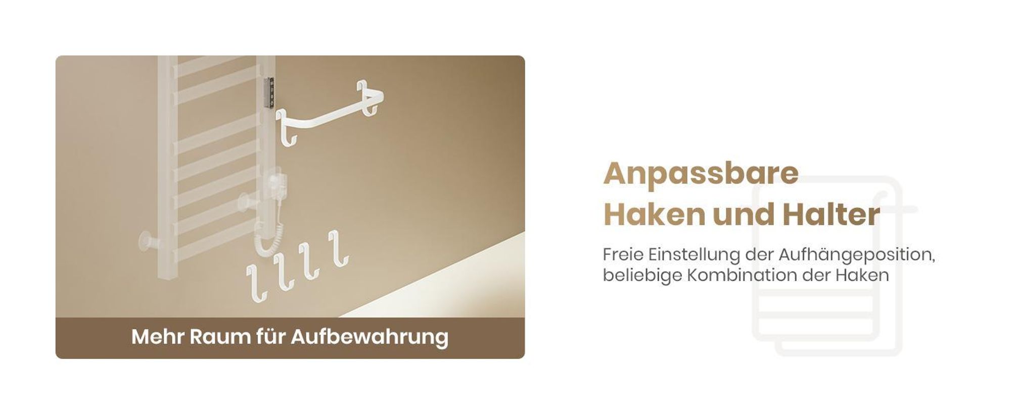 EMKE Handtuchwärmer Elektrisch WIFI Handtuchtrockner Doppelreihe Flachrohr mit Ablage & Haken 1000×500 mm 280W Tuya Alexa Weiß Glänzend