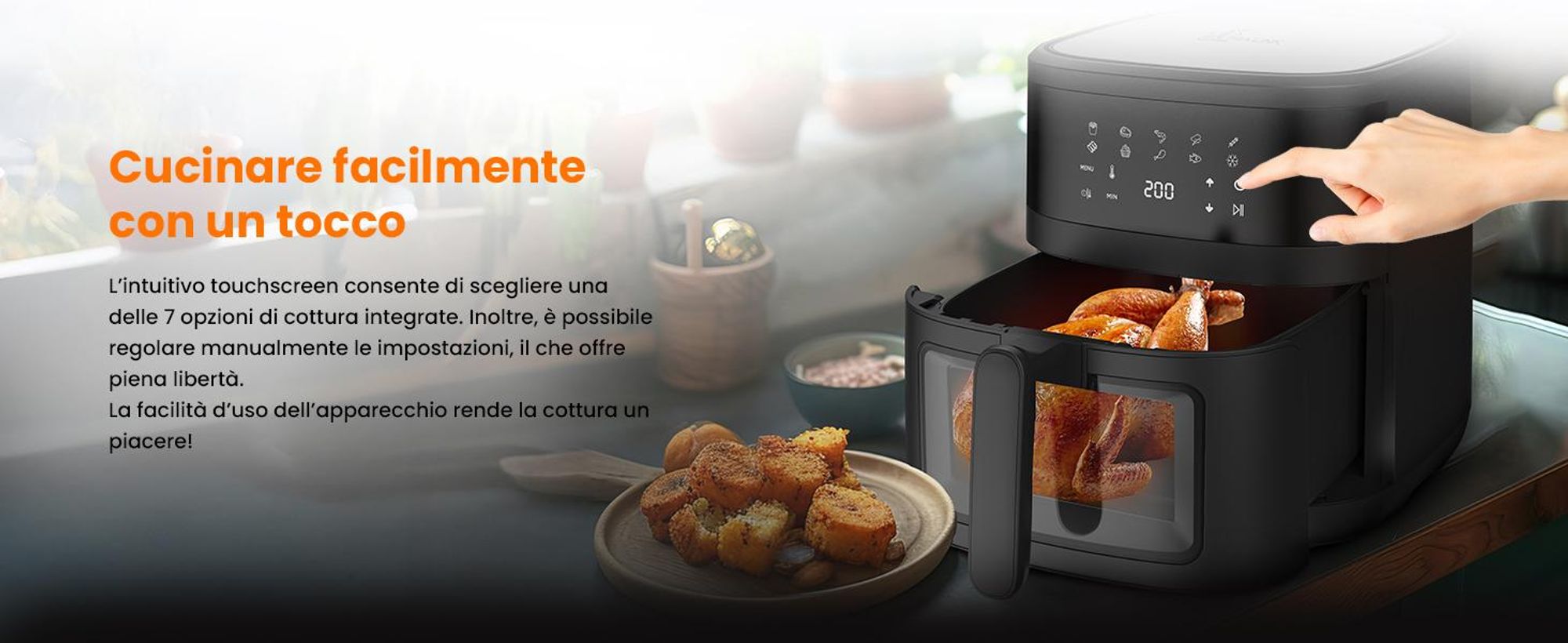 Extralink Air Fryer 6,5 l friggitrice ad aria 1800 W con finestra trasparente e display touch LED