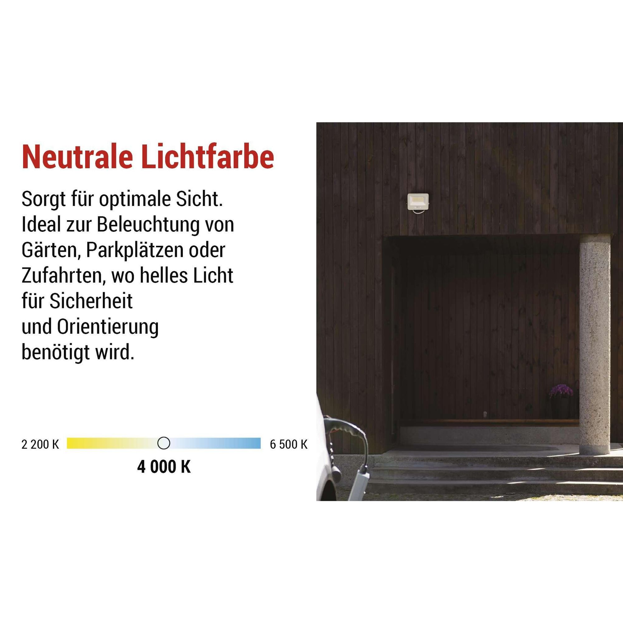 EMOS LED Aluminium-Strahler GLARO 30W, IP65 Wasserdicht für Feuchtraum/Außen, superhell 3000lm, Neutralweiß 4000K, 20cm Gummi-Kabel, Weiß, ZS2234W