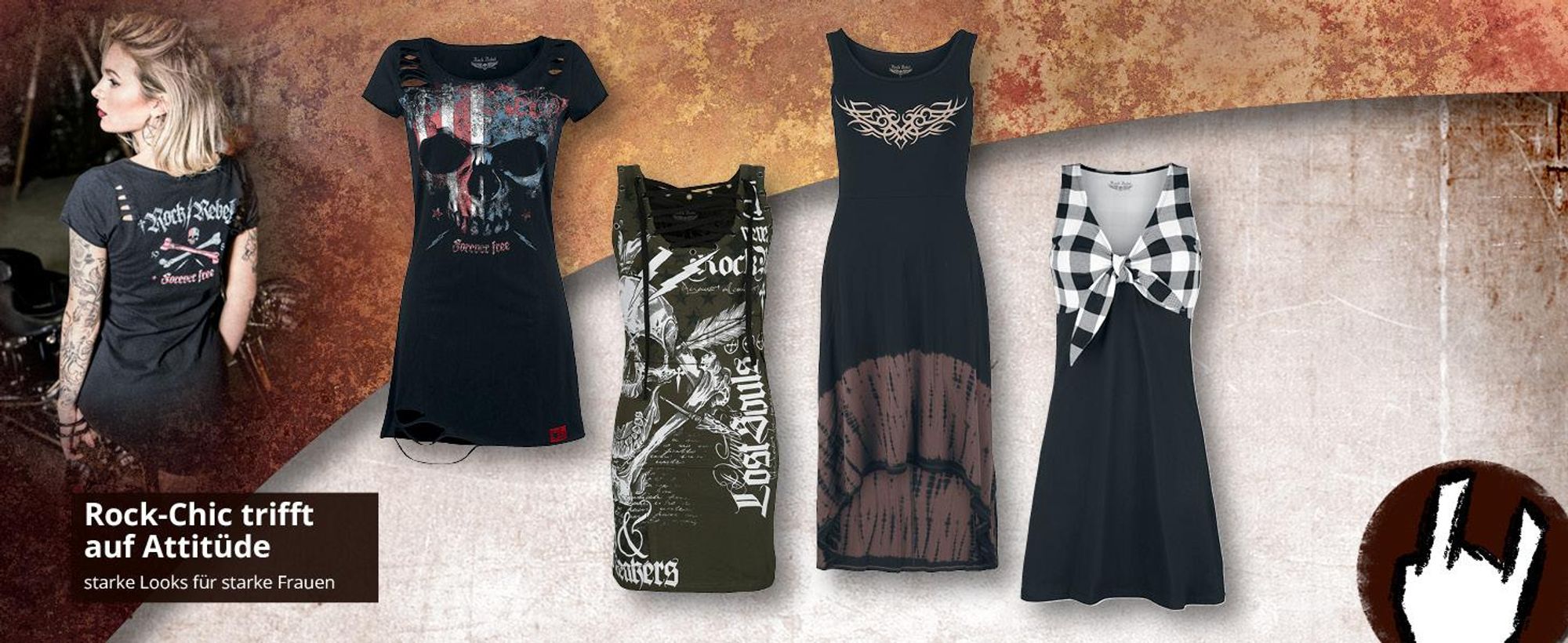 Rock Rebel by EMP Damen blaues T-Shirt mit Totenkopfprint XL