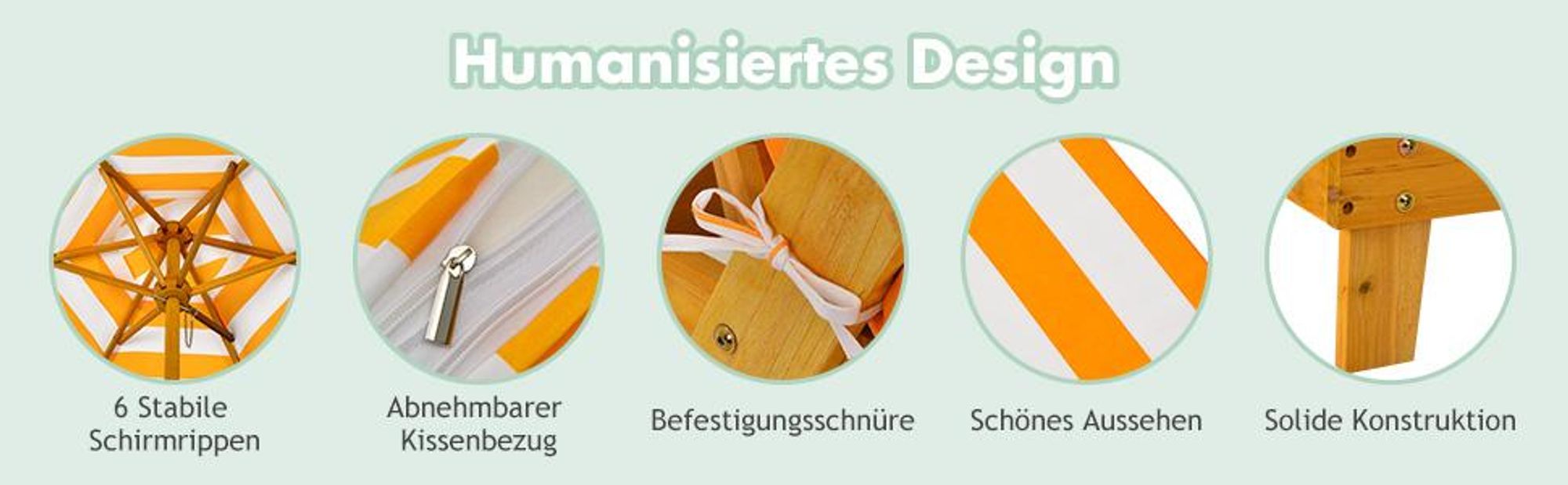 COSTWAY Kinder Sonnenliege mit Sonnenschirm, Kinderliege Holz, Gartenliege belastbar bis 50kg, Strandliege Holzliege, Kinderstuhl mit Kissen 92x49x106cm