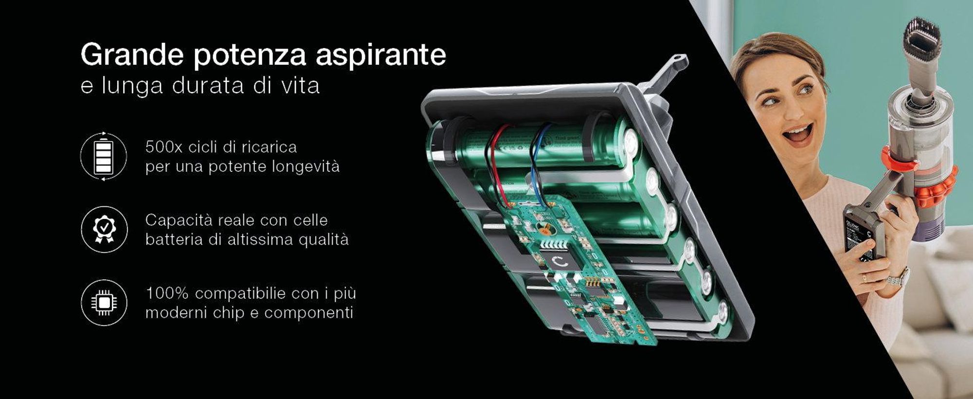 CELLONIC 1x Batteria per Aspirapolvere Compatibile con Dyson V8 Absolute plus, V8 Carbon Fiber vacuum, V8 , V6 – (3000mAh, 21.6V)