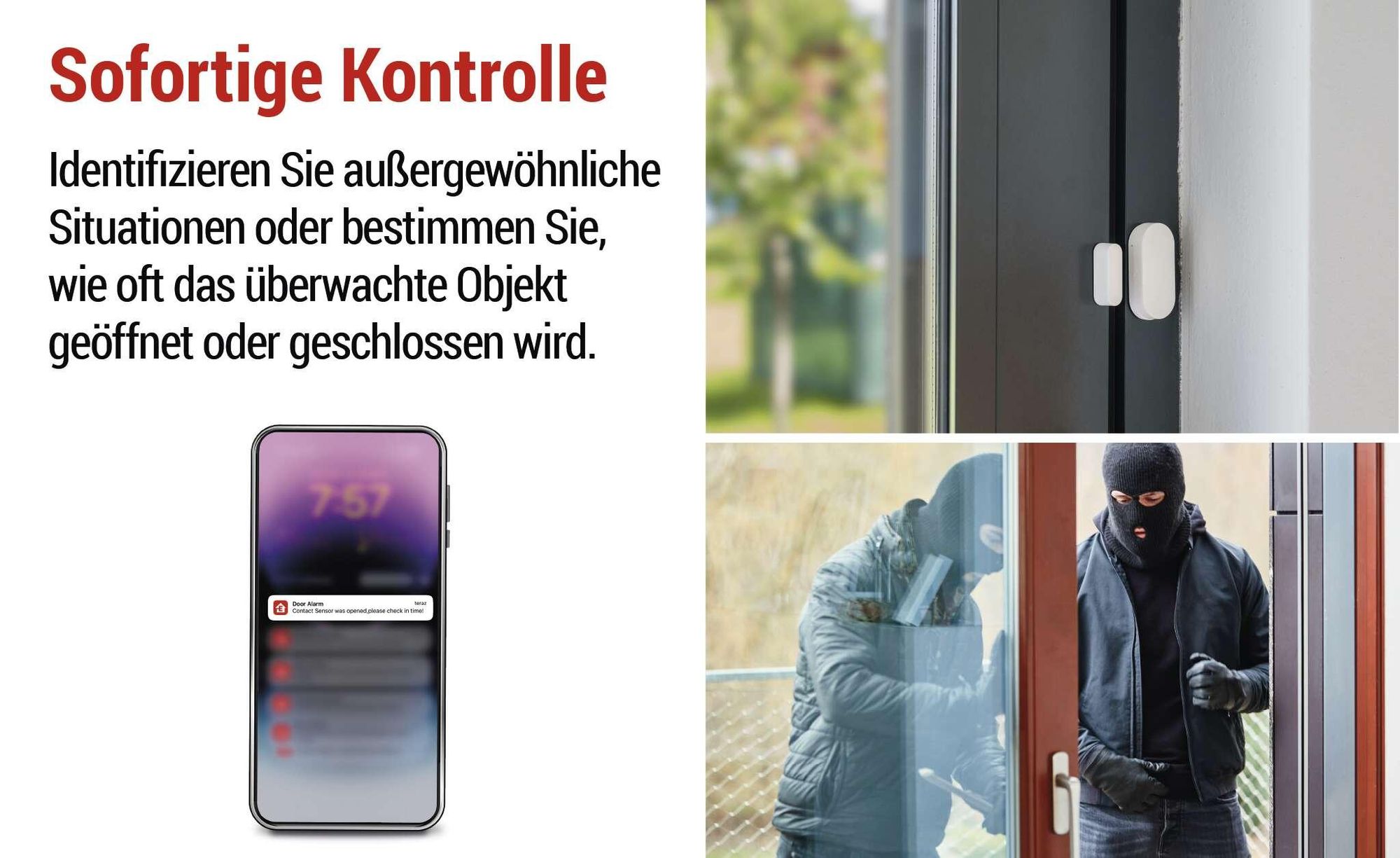 EMOS GoSmart - Smart Home Fenster- und Türsensor mit App - Zigbee - kabellos - 3M-Klebeband, inkl. Batterie - Google Home und Alexa kompatibel, H5021