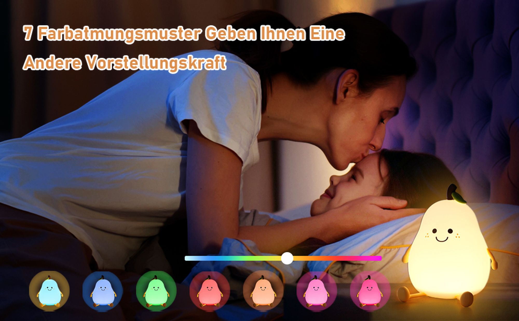 Beruhigendes LED-Nachtlicht – weiches Birnen-Design, Touch-Steuerung, Wiederaufladbar, 2 Helligkeitsmodi, Sicheres Silikon, Perfekt als Raumdekoration