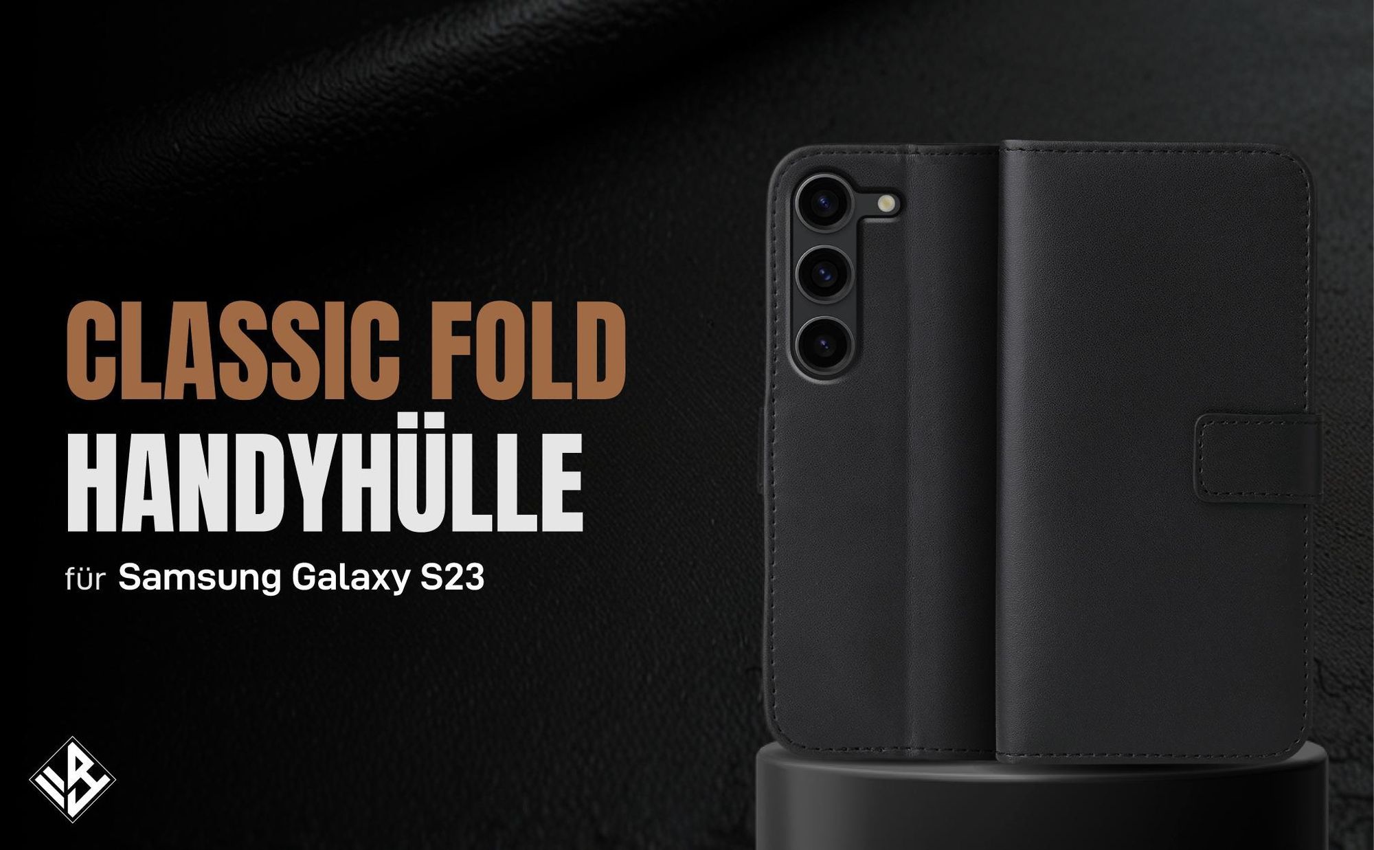 Schwarze Klapphülle für Samsung Galaxy S23 mit Wallet-Funktion