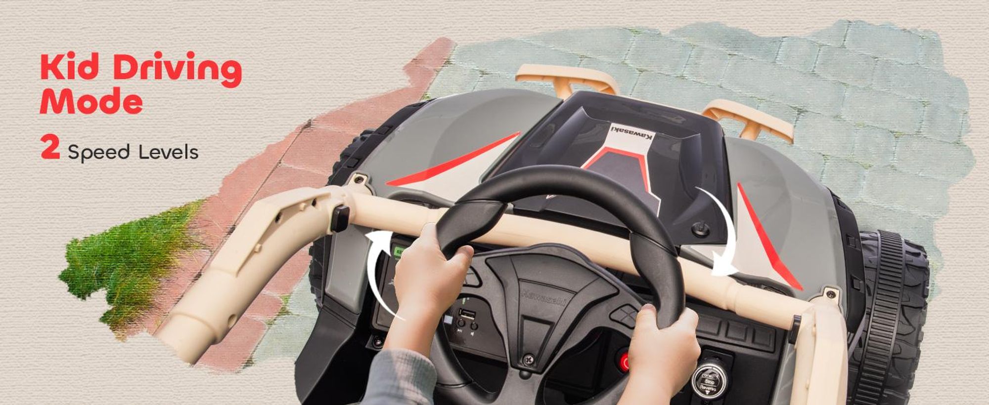 AIYAPLAY – elektryczny samochód dla dzieci 12 V, dziecięcy pojazd UTV z 2 silnikami, pilotem i diodami LED