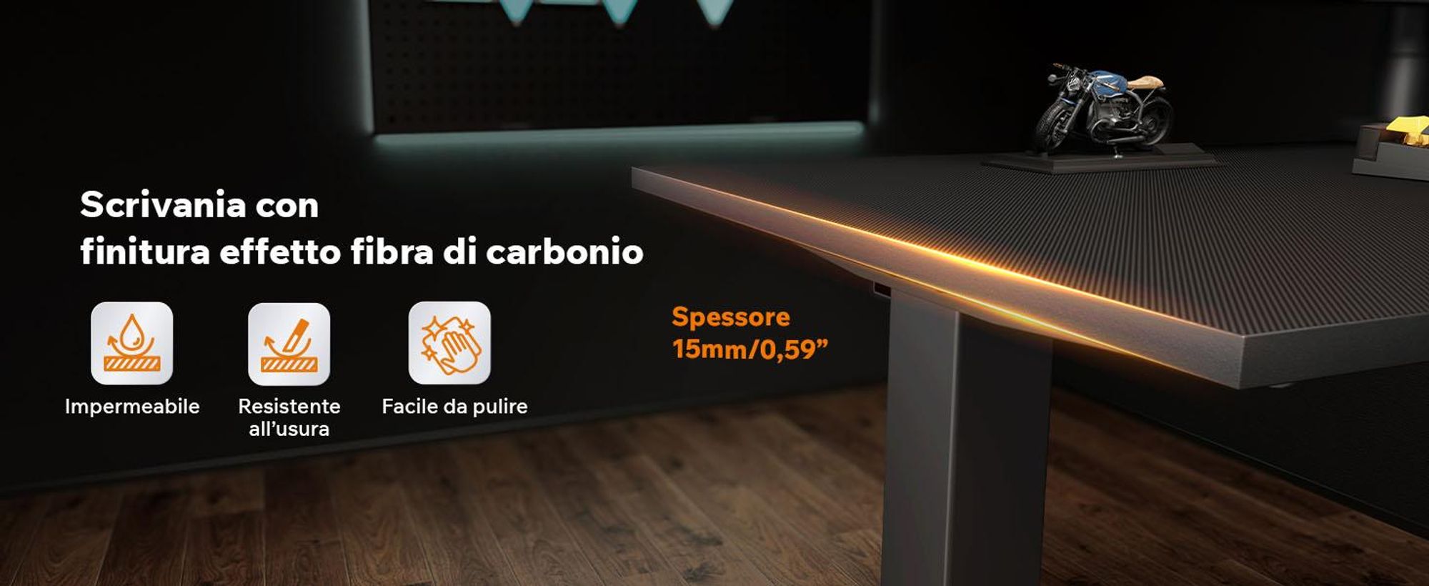 Sense7 RONG, scrivania angolare da gaming, forma a L, 154x117 cm - Nero, aspetto carbonio, scrivania per computer, ideale per giocatori, montaggio flessibile, adatta per l'ufficio domestico