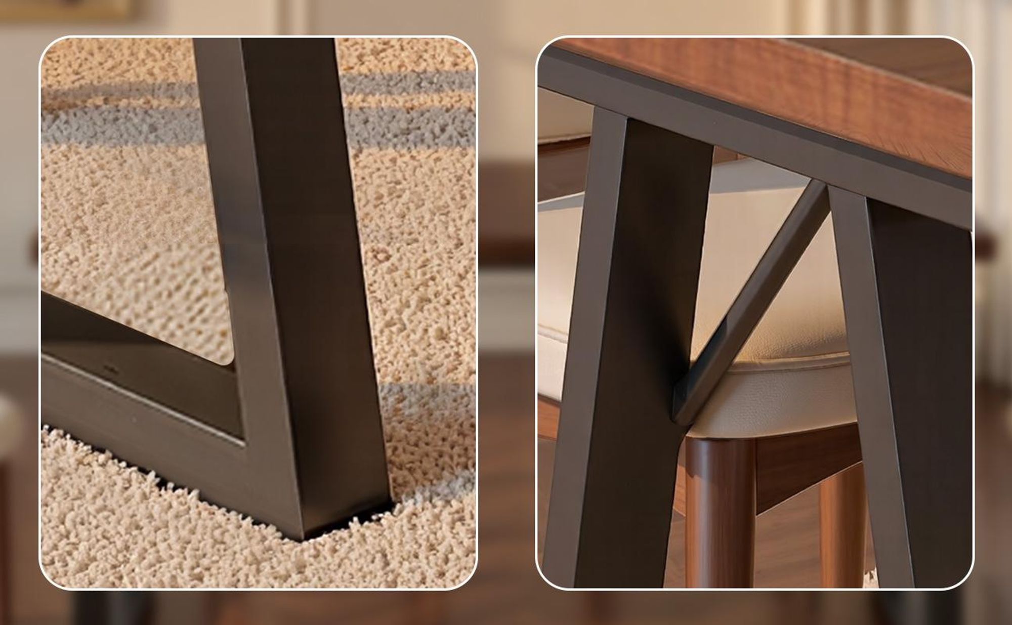 HOMAVO Esstisch 120x60x75 cm – Moderner Ess- & Schreibtisch aus MDF mit stabilen Metallbeinen, vielseitig nutzbar und robust