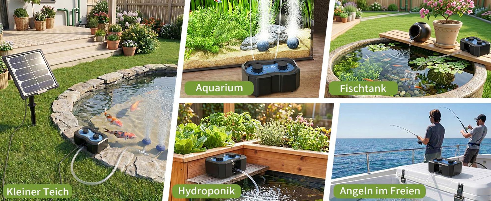 Forever Speed 3W Solar Teichbelüfter, Aufladbar Solar Sauerstoffpumpe mit Solarmodul und Pumpe für Teich Aquarium Fischzucht 146 einstellbare Modi