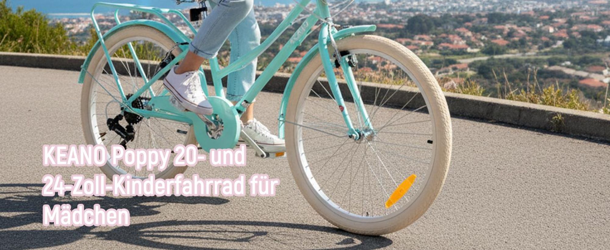 Mädchen Kinderfahrrad 20/24 Zoll, 7-Gang Shimano, V-Bremsen, Weidenkorb, Prinzessinnen Stil