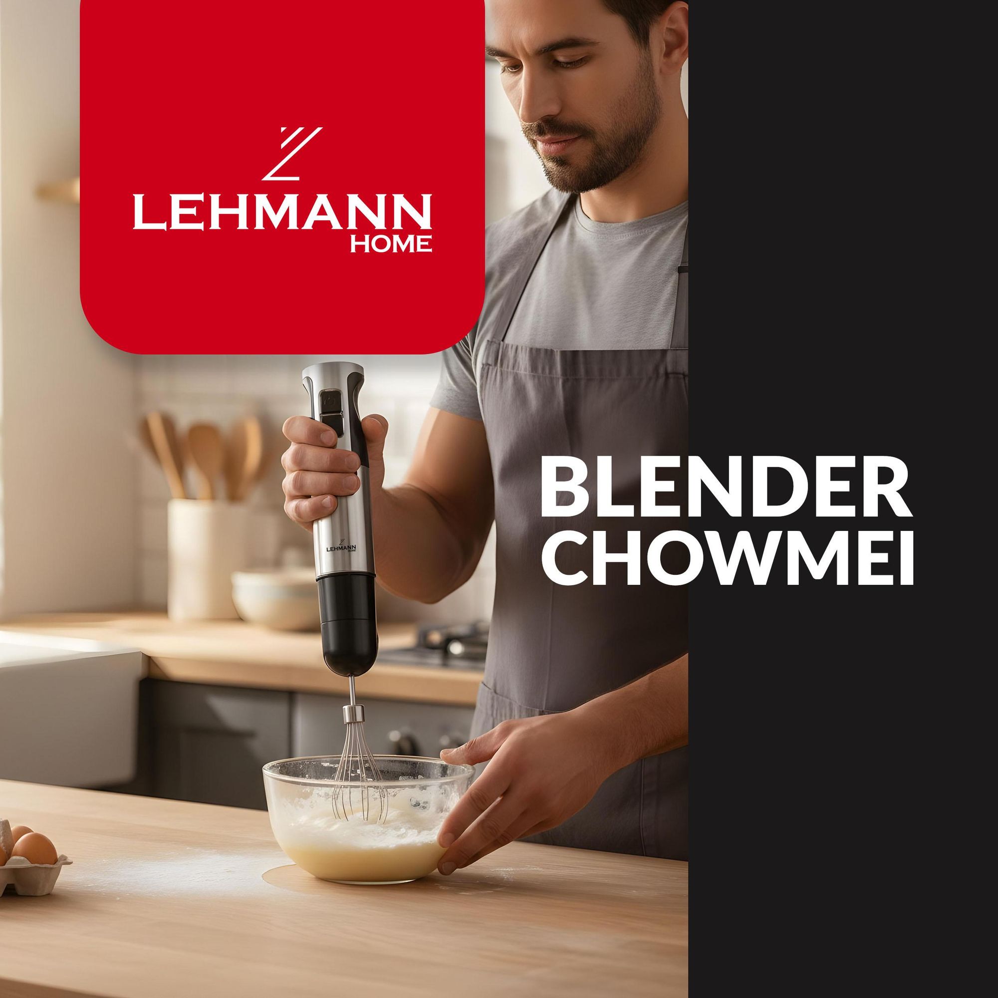 Blender ręczny LEHMANN CHOWMEI Mikser ręczny ze stali nierdzewnej ,Trzepaczka do mieszania, hak do mieszania ZESTAW 6w1 wielofunkcyjny, złote ostrze