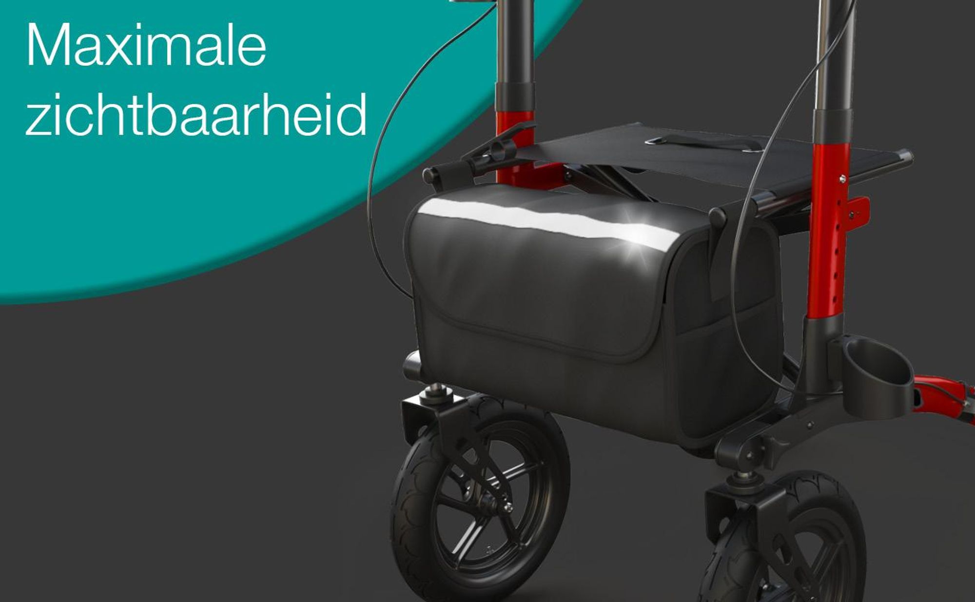 ELONEO inklapbare rollator met zitplaats, outdoor rollator met luchtbanden, inclusief zitvlak, rugsteun en verstelbare loopsteun van aluminium