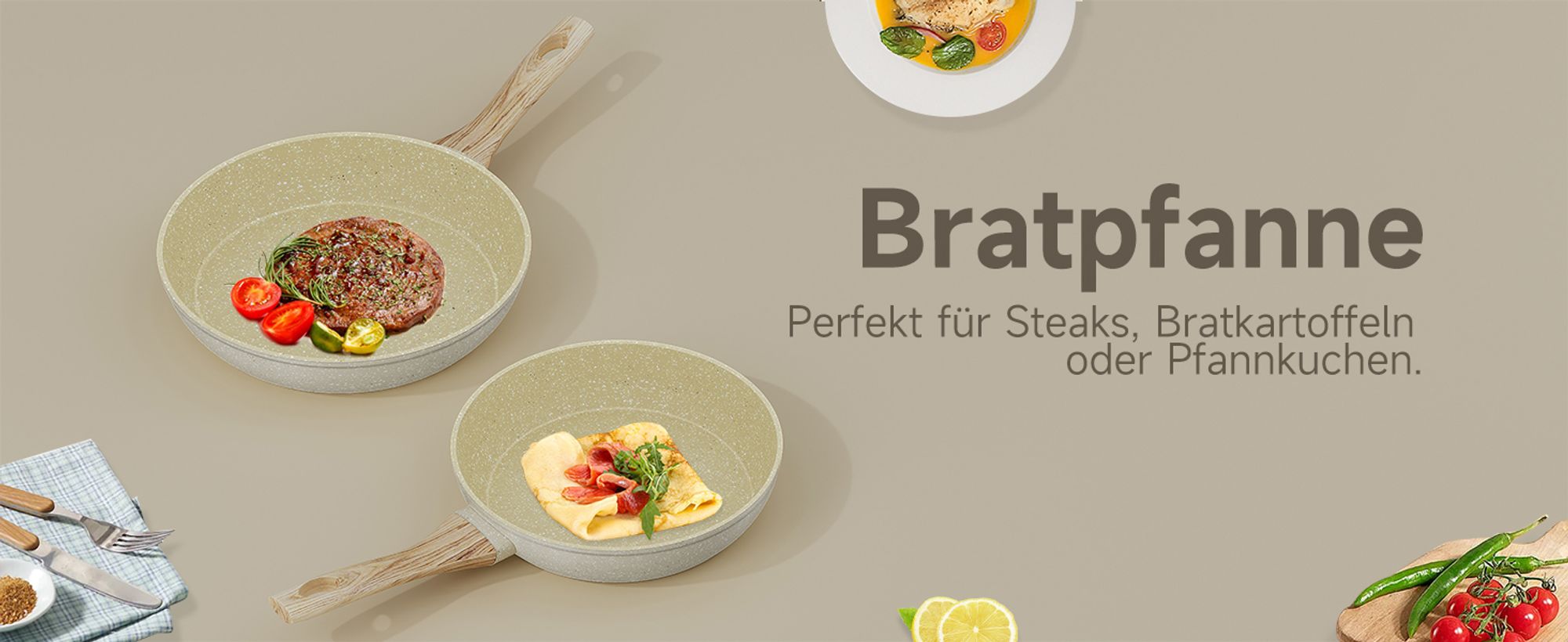 Topfsets, 12-teilige Kochtopfset Antihaft-beschichtete, Aluminium Topfset Induktion Induktionstöpfe mit Deckel, ,Töpfe & pfannen, Beige