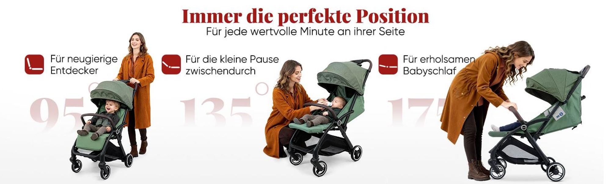 Sekey Kinder Buggy Reise Kinderwagen bis 22 kg verstellbare Rückenlehne, Regenschutz und Sichtfenster, Einhand-Faltmechanismus, Schwarz und Grün