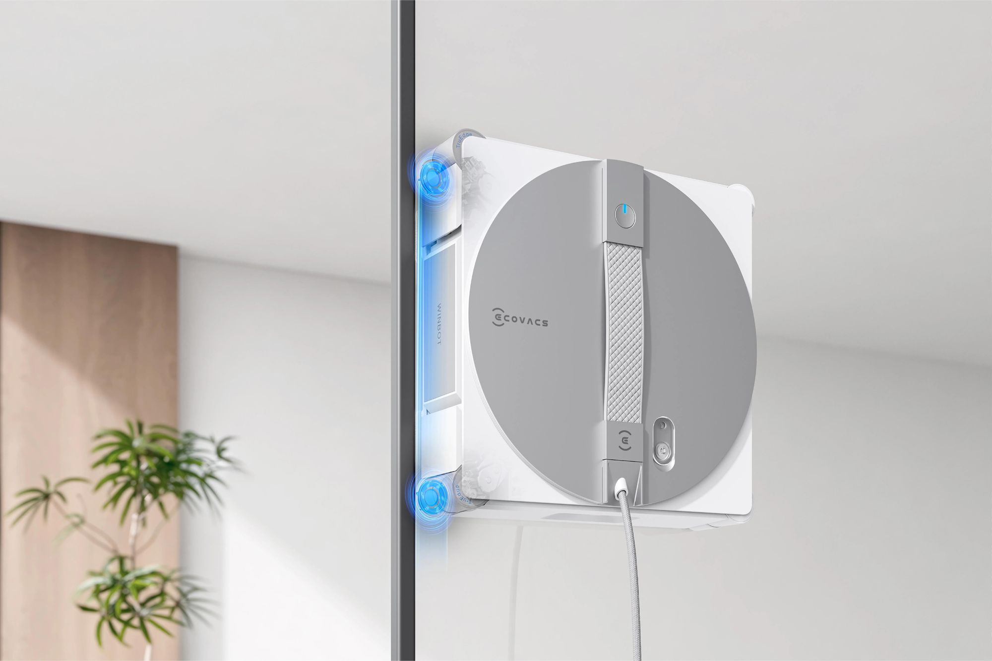 ECOVACS WINBOT W3 OMNI Fensterputzroboter mit Multifunktionsstation mit 2pcs Original Fensterreinigungsflüssigkeit, App-Steuerung