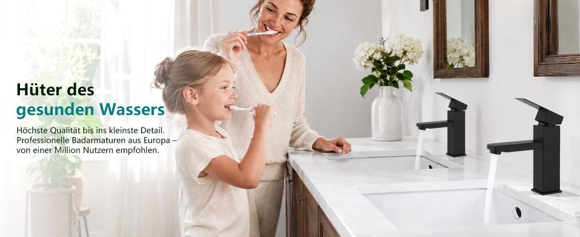 Homelody Wasserhahn Bad Schwarz Edelstahl mit Pop-Up Ablauf Edelstahl, Waschtischarmatur Badarmatur mit Ablaufgarnitur 1 1/4 Zoll Waschbecken Armatur