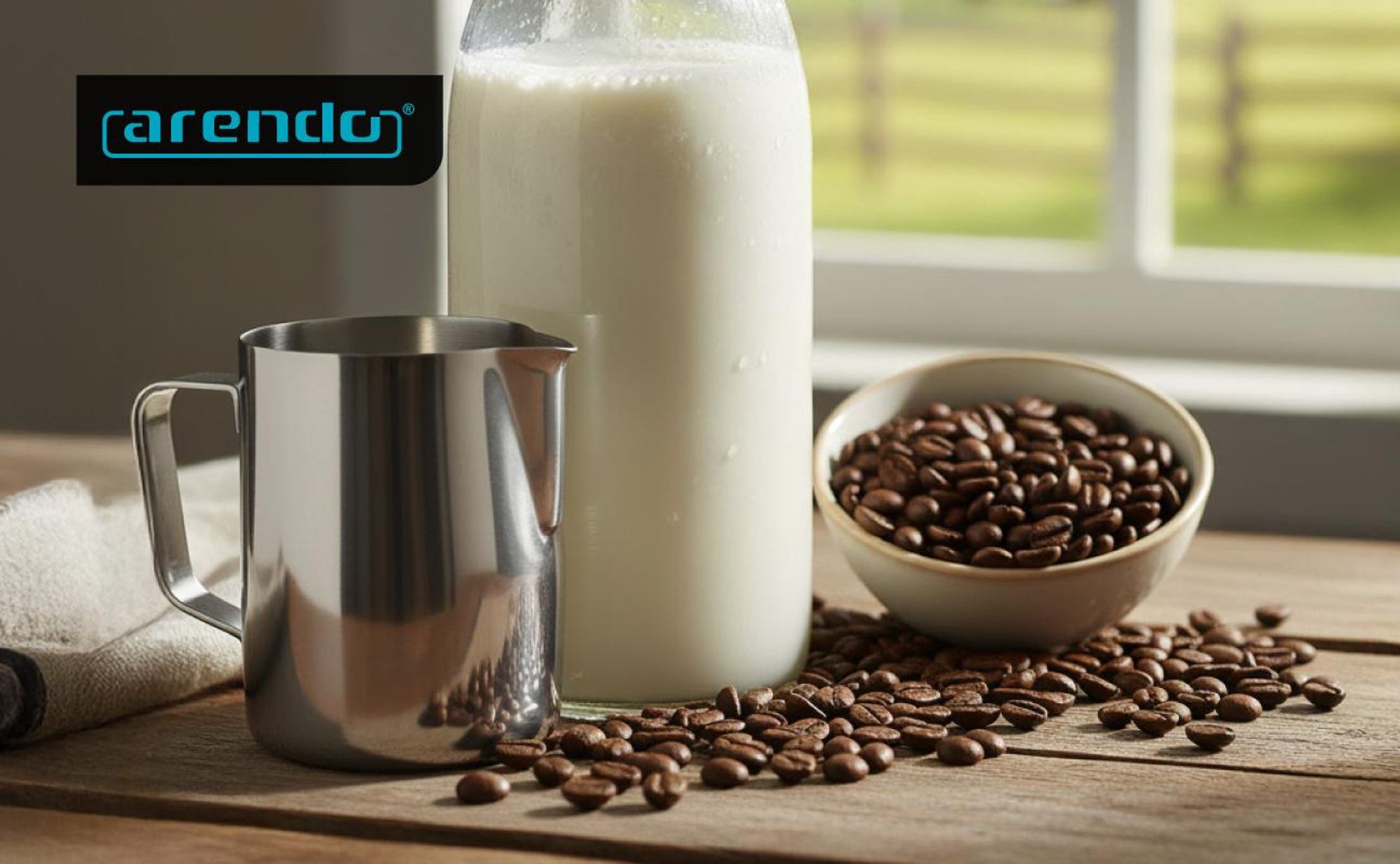 Arendo Edelstahl Milchkännchen mit Messskala - Milchkanne zum Aufschäumen von Milchschaum
