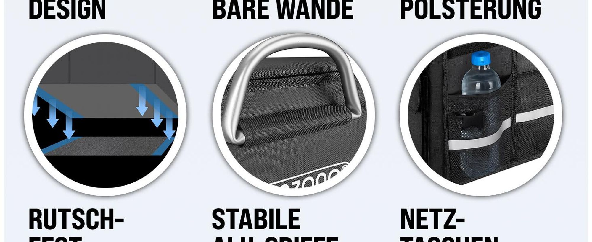 MONZANA® Kofferraum Organizer Deckel 68L Isolierfolie Trennwände Wasserdicht Faltbar MDF Wände Rutschfest Kofferraumtasche Kofferraumbox Auto Schwarz