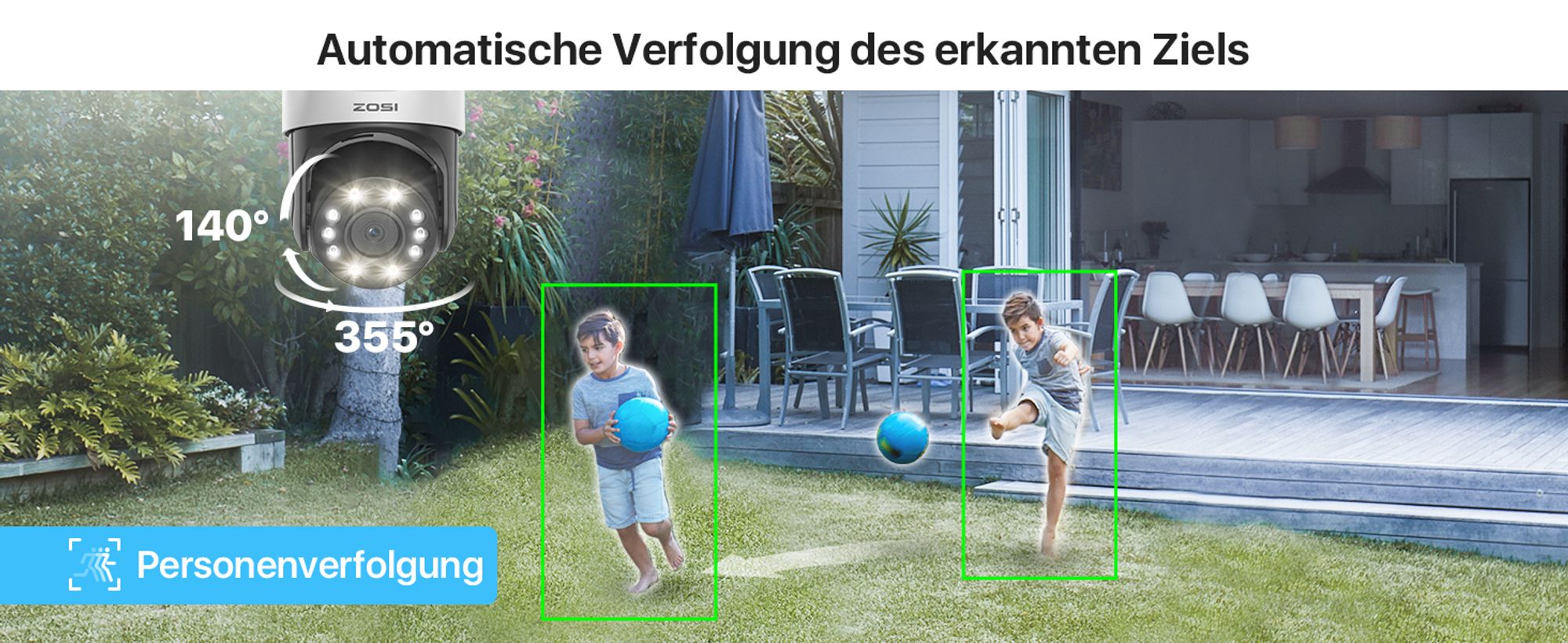 IP Außenkamera ZOSI C298 WiFi Schwenk-Neige 6MP Dual IP66