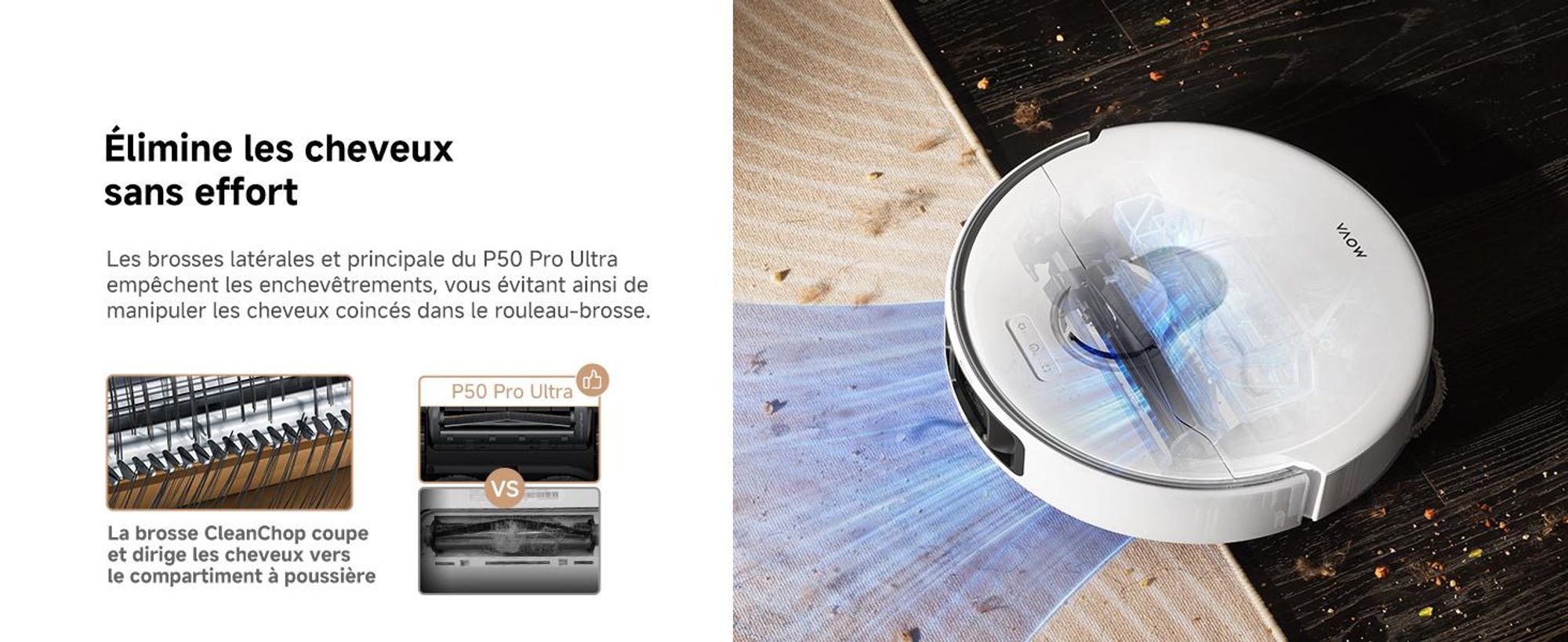 MOVA P50 Pro Ultra – Robot aspirateur et laveur, 19 000 Pa, lavage automatique des serpillières à 75 °C, vidage automatique