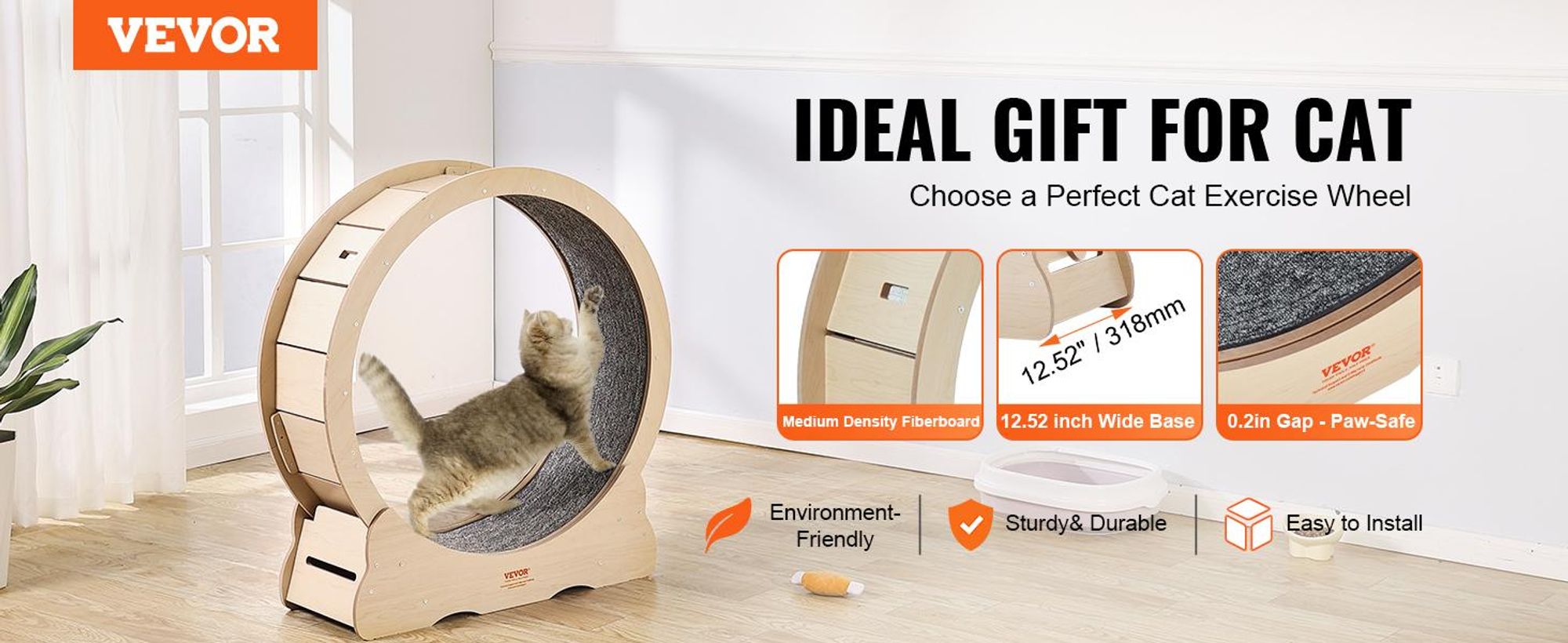 VEVOR Katzen-Laufrad, großes Katzenlaufband für Hauskatzen, 91 cm Katzen-Laufrad zum Laufen/Gehen/Trainieren, geeignet für die meisten Katzen bis zu 6 kg