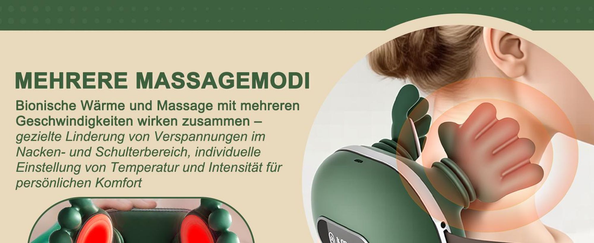 4D Shiatsu Massagegerät mit Touchscreen & Wärme – Nacken, Rücken, Schultern-Nur für kurze Zeit!