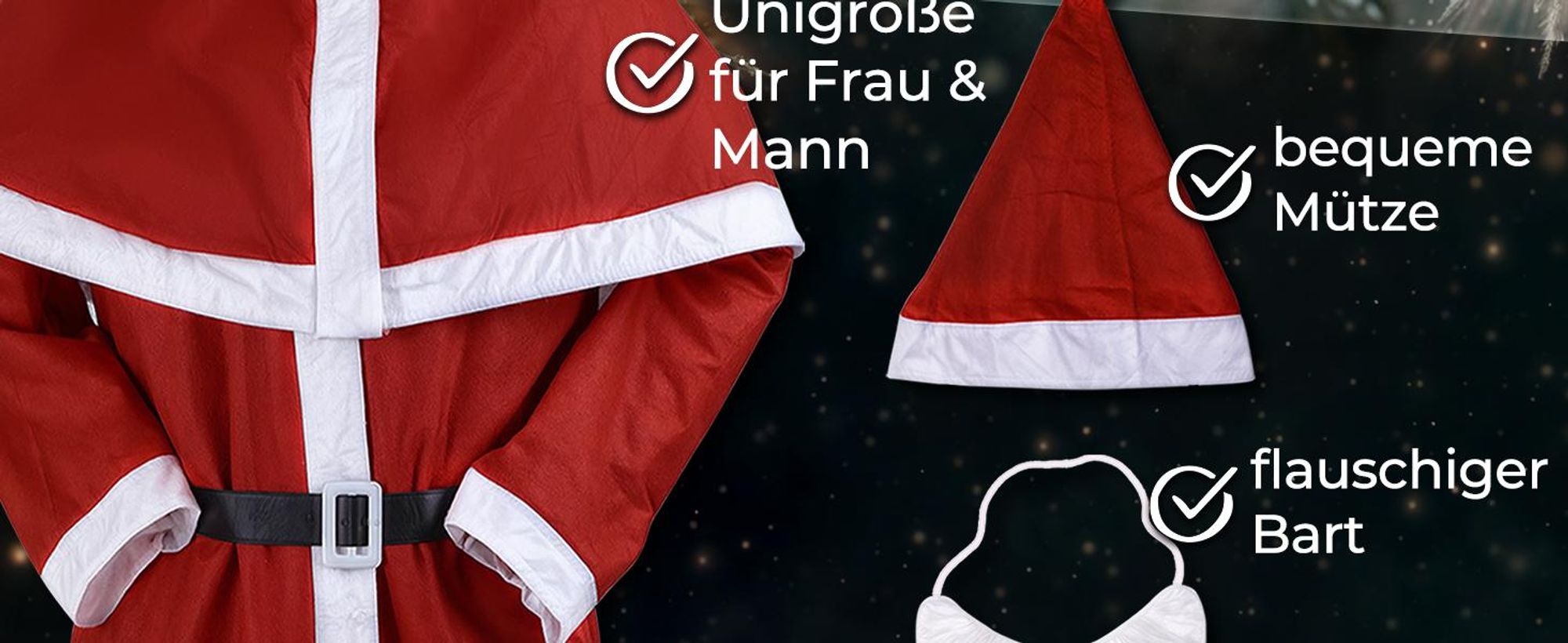 DETEX® Weihnachtsmann Kostüm 5-teilig Erwachsene, Einheitsgröße M-XXL