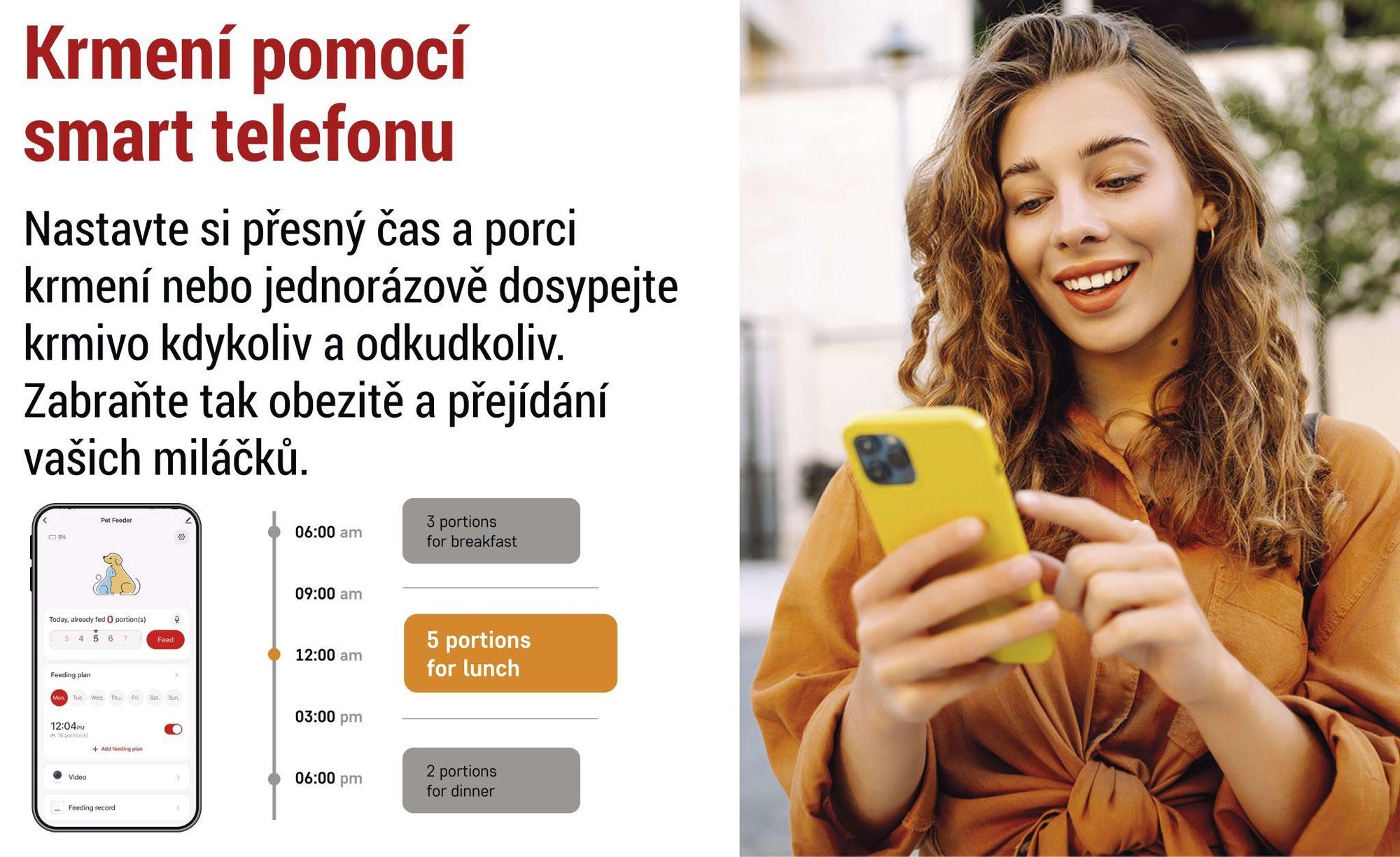 EMOS GoSmart automatické krmítko 4l, WLAN Pet Care s aplikací, pro kočky a psy s plánem, hlasovým záznamem, dávkováním 1-10 jídel, černá barva