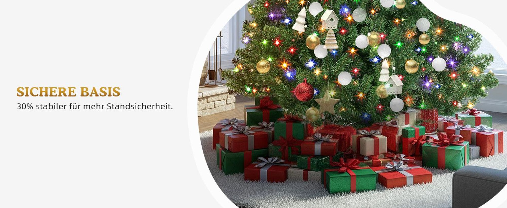 230cm Künstlicher Weihnachtsbaum mit 550 LED Beleuchtung, ca. 1100 Spitzen, Naturgetreu Kifer, Metallständer