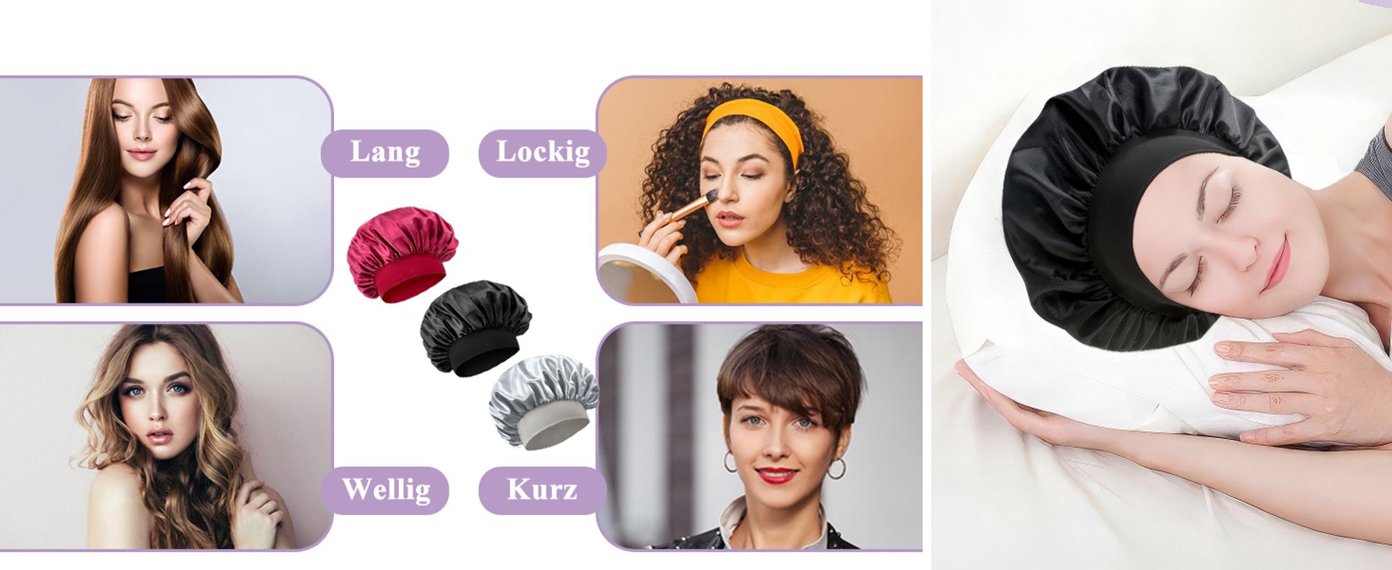 Damen Kappe Nacht Schlaf Haar Mütze Hut Kopf Hülle Satin Seide Turban