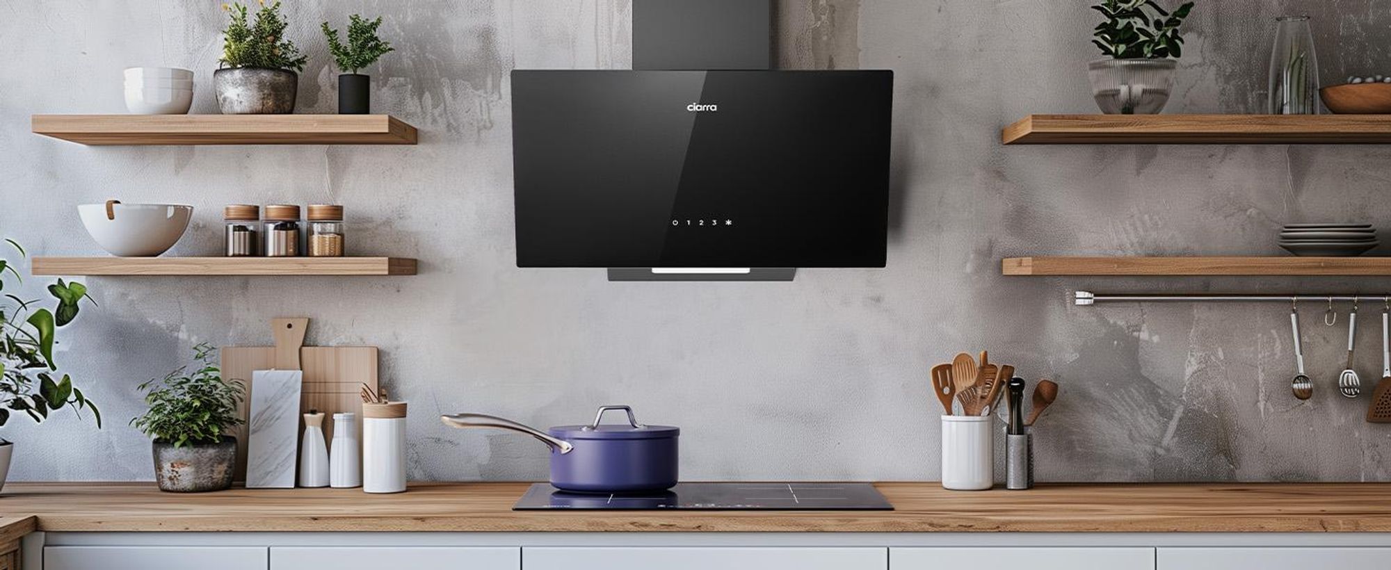 CIARRA cofano cucina 60cm cofano gamma testa 350 m³/h testa libera inclinata cofano estrattore a parete cofano SensorTouch VMB6750C