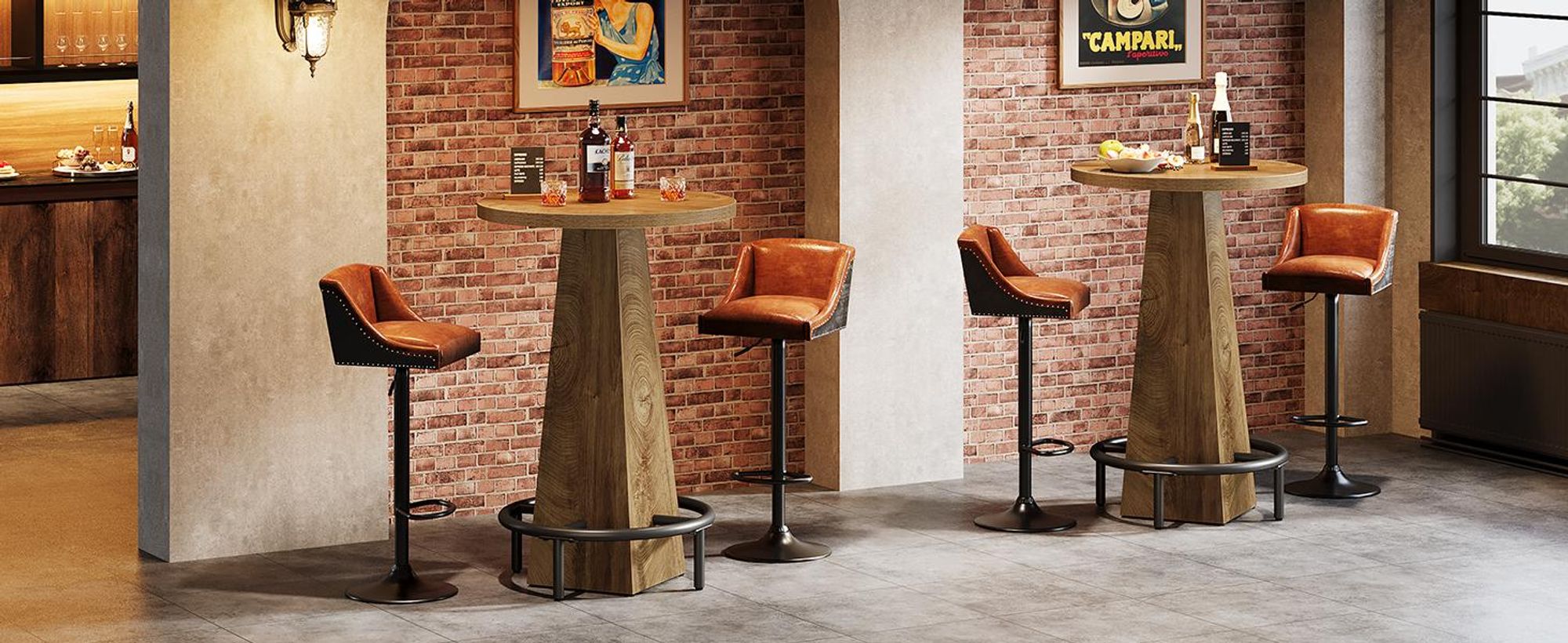 Bartisch, 95 cm hoher runder Stehtisch mit Metallfußstütze, Bistrotisch