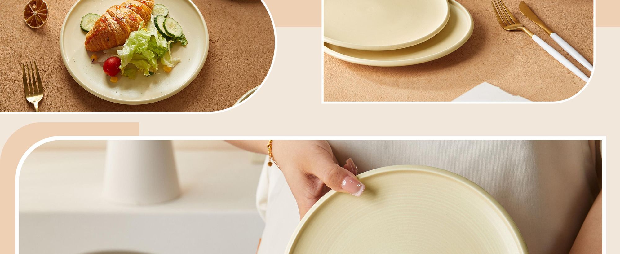 Teller set 4pcs Ø21,8 cm Keramik Essteller Pastateller Brotteller für 4 Personen Flachteller set Matt-Glasur Mikrowellen- und Spülmaschinenfest