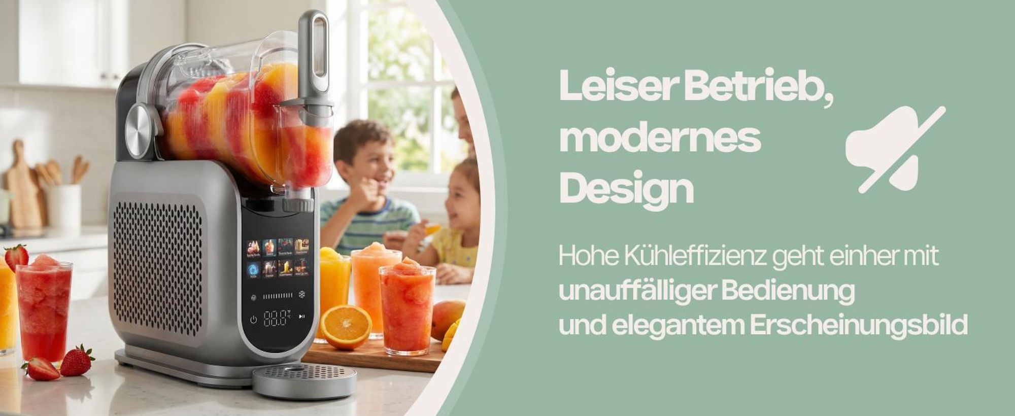 4Swiss SM026 SlushieMaster Eismaschine & Slush-Maker – 7in1 Profi-Gerät für Slushies, Frozen Cocktails, Softeis & Frappé, 1,8L Kapazität, Selbstreinig