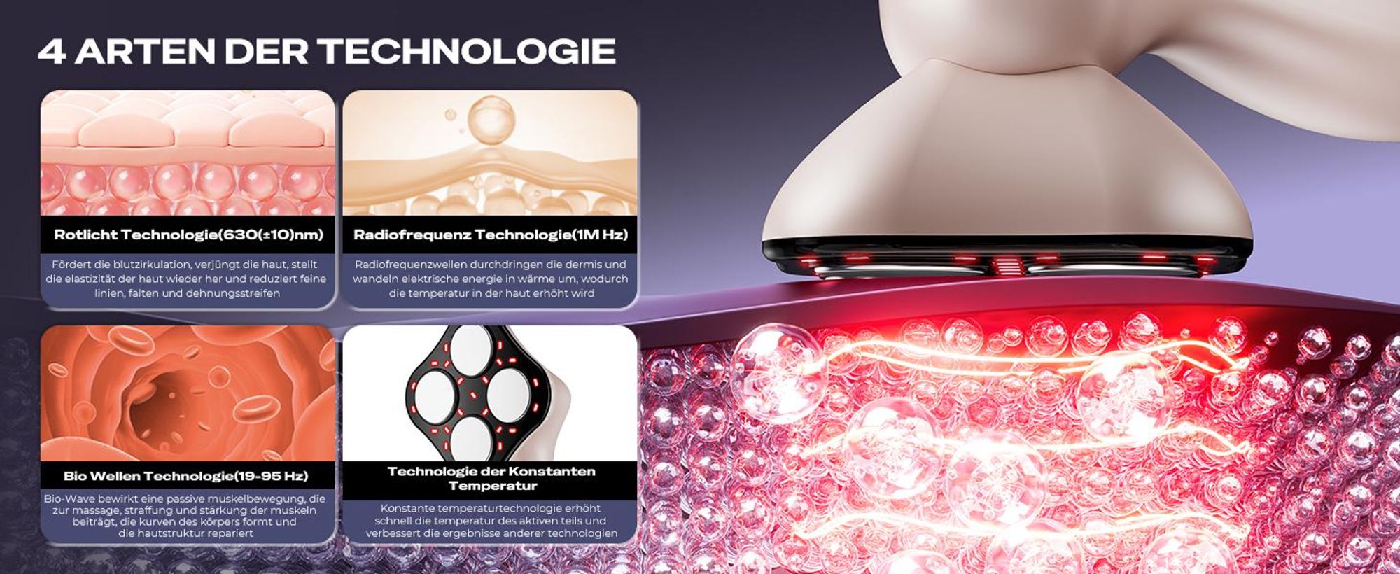 Anti-Cellulite Massager Elektrisch, Hand-Massagegerät gegen Lipödem, Klinisch Erwiesen, mit 6 Massageköpfen, für Bauch, Taille, Arme & Beine (Roségold