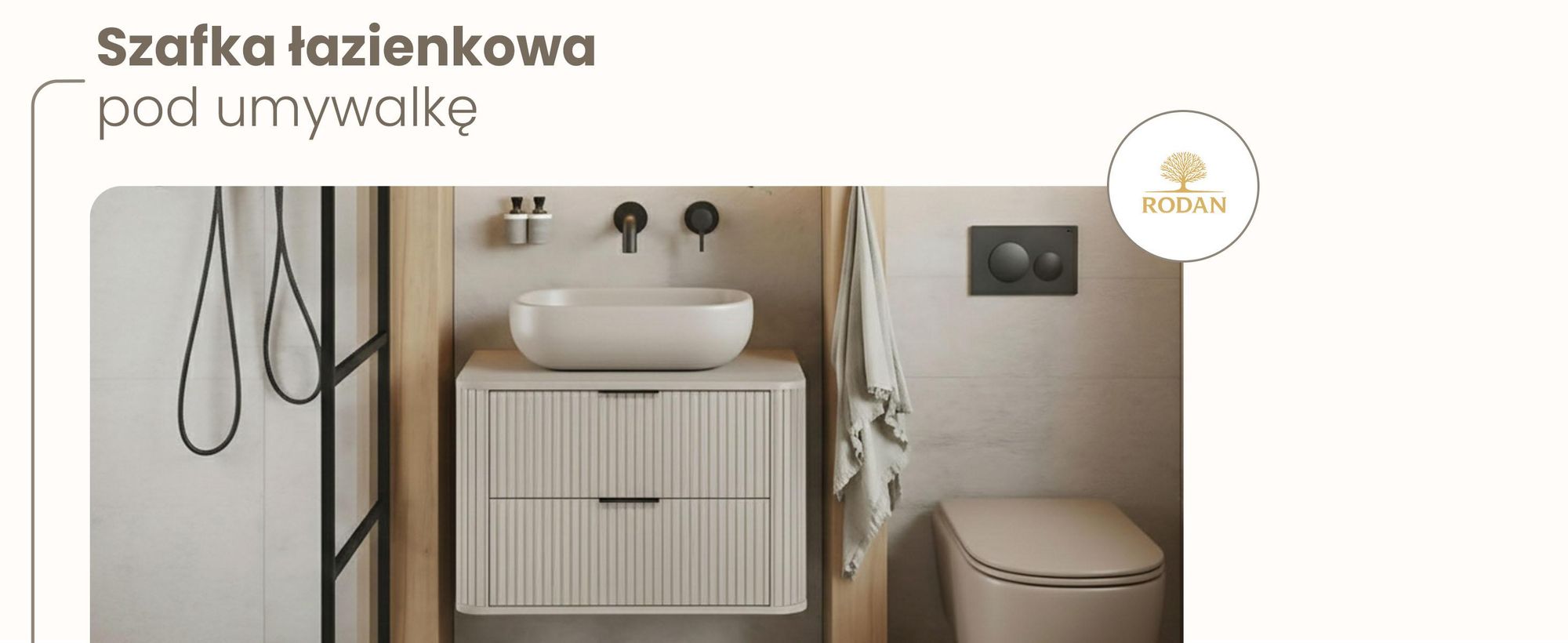 Szafka Pod Umywalkę - 80 Cm - Wisząca - Beżowy Mat