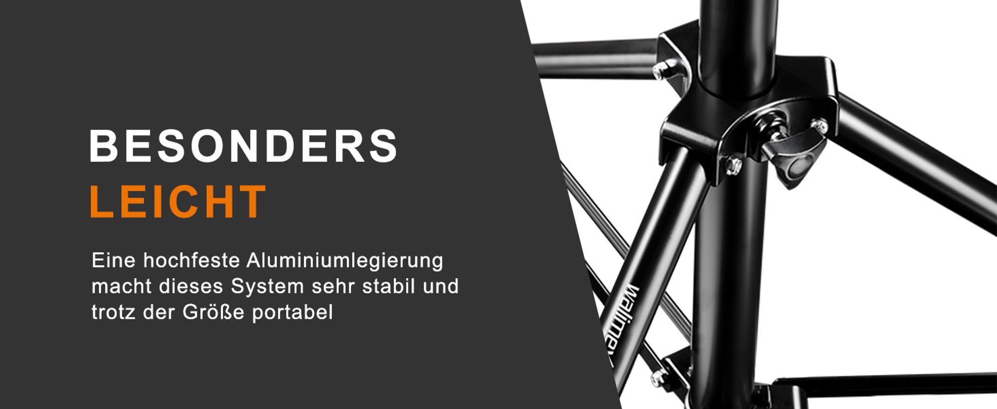 Walimex pro 3-fach Hintergrundsystem 145-290 cm breit, Hintergrundständer für bis zu 3 Leinwände aus Papier & Stoff, Fotohintergrund bis 250 cm Höhe für Fotografie, Video & Green Screen