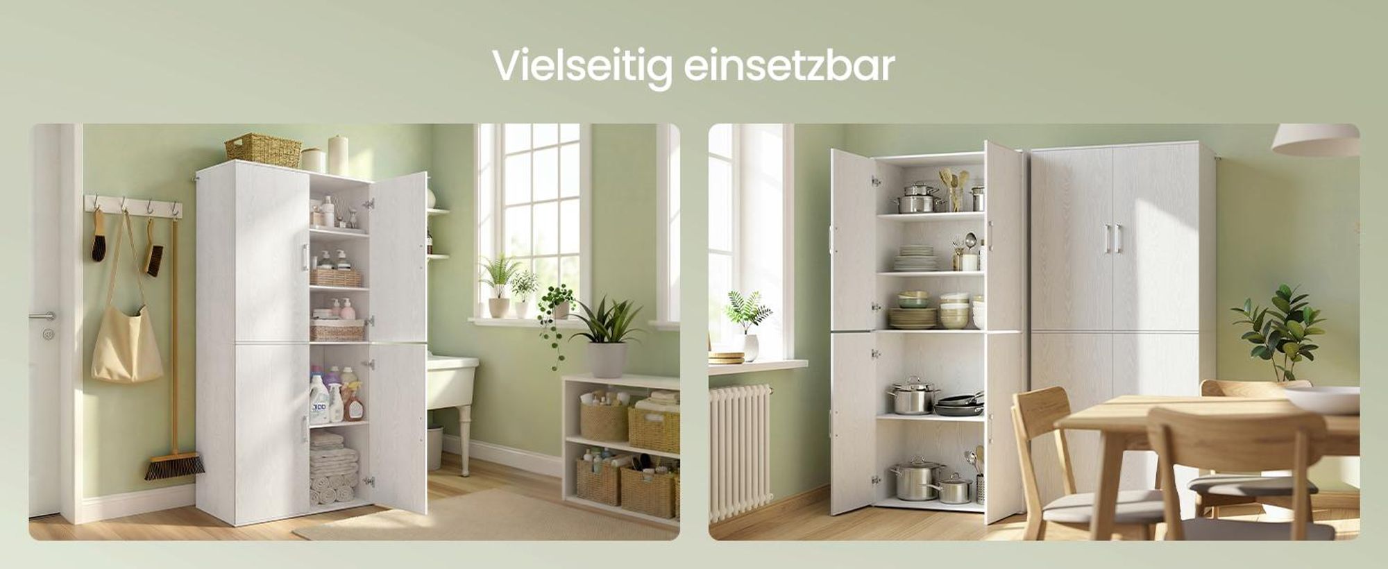 VASAGLE Aktenschrank mit 4 Türen, Kleiderschrank, 5 Ablagen, für Büro, Holzspanplatte, mit Griffen, 80 x 40 x 180 cm, weiß